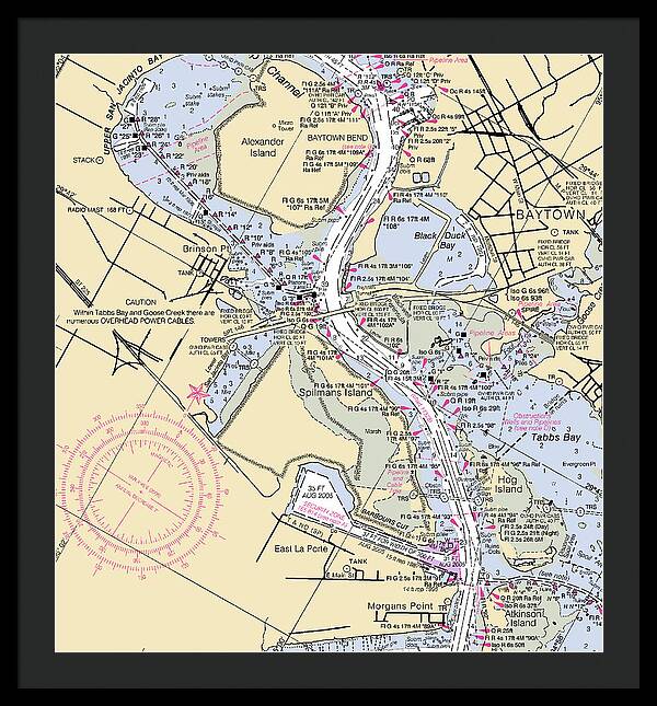 Baytown To Morgan Point-texas Nautical Chart - Framed Print