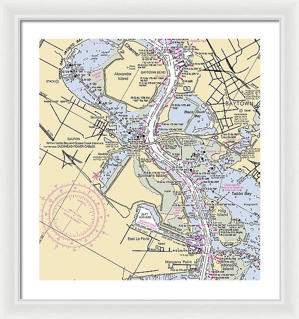 Baytown To Morgan Point-texas Nautical Chart - Framed Print