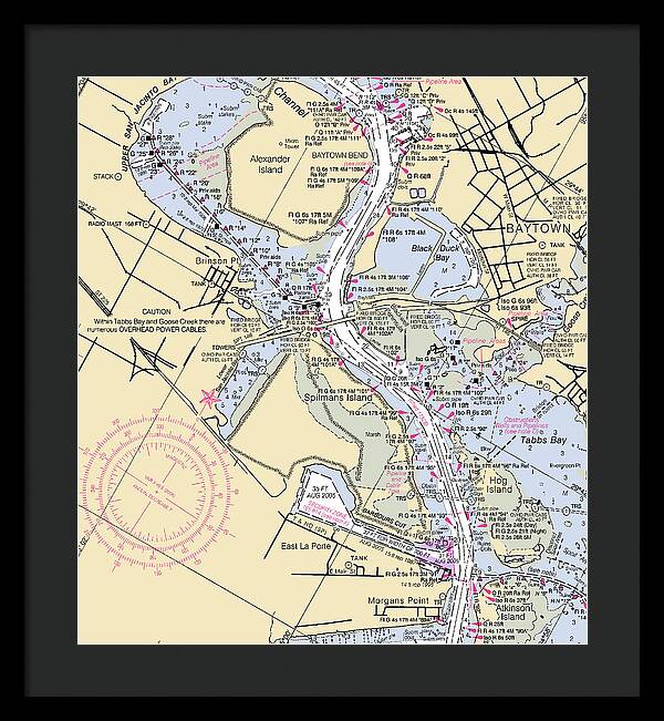 Baytown To Morgan Point-texas Nautical Chart - Framed Print