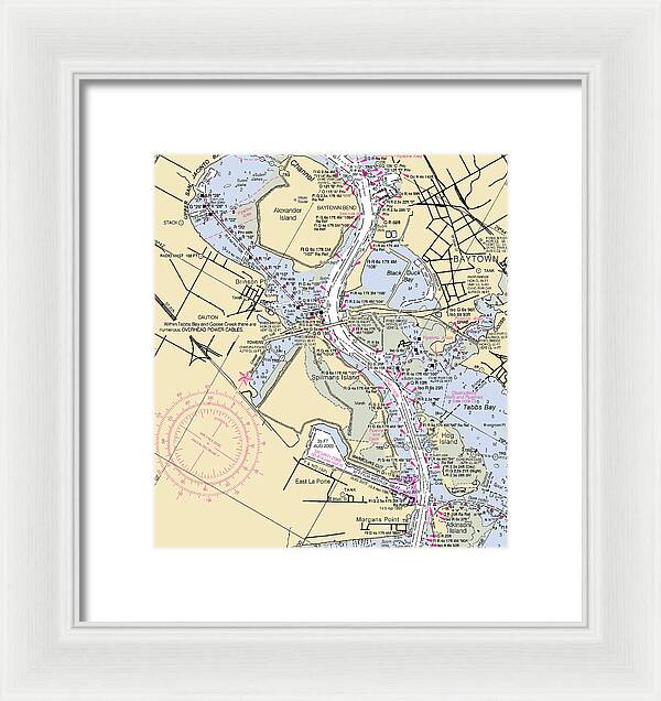 Baytown To Morgan Point-texas Nautical Chart - Framed Print