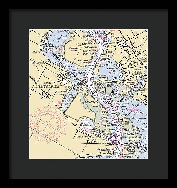 Baytown To Morgan Point-texas Nautical Chart - Framed Print