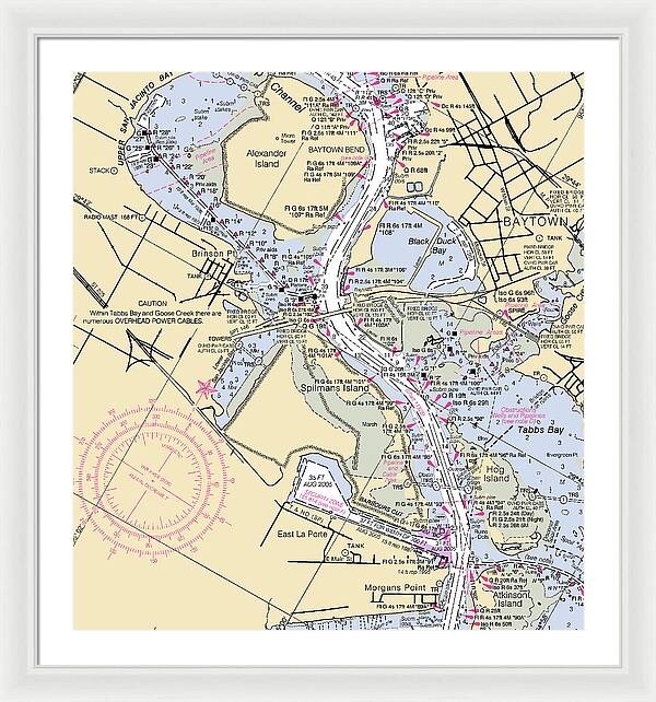 Baytown To Morgan Point-texas Nautical Chart - Framed Print