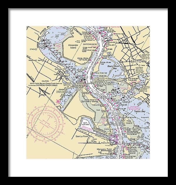 Baytown To Morgan Point-texas Nautical Chart - Framed Print