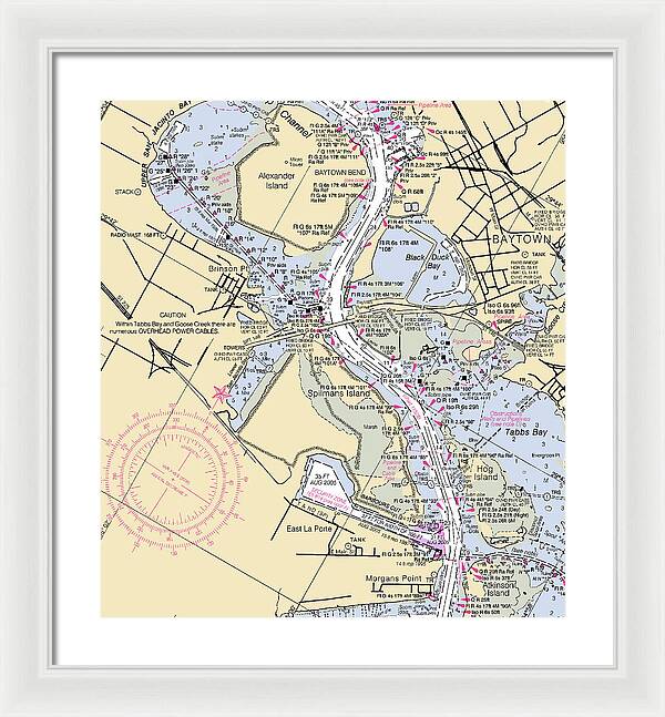 Baytown To Morgan Point-texas Nautical Chart - Framed Print