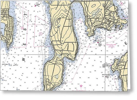 Beaver Neck-rhode Island Nautical Chart - Greeting Card