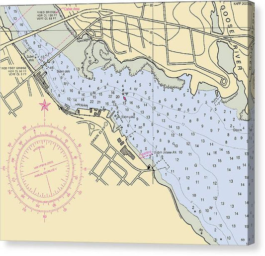 Belfast Harbor-maine Nautical Chart - Canvas Print