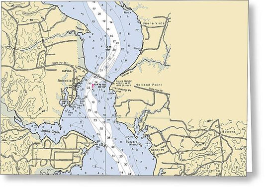 Benedict-maryland Nautical Chart - Greeting Card
