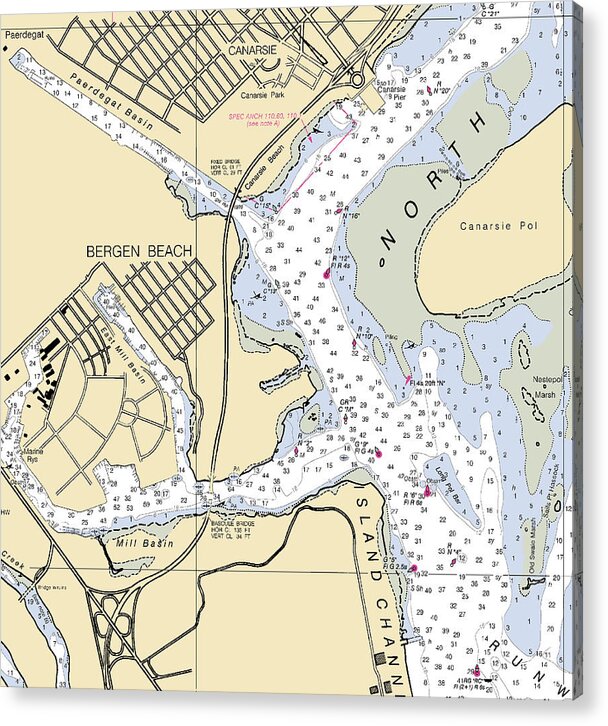 Bergen Beach-new York Nautical Chart - Acrylic Print