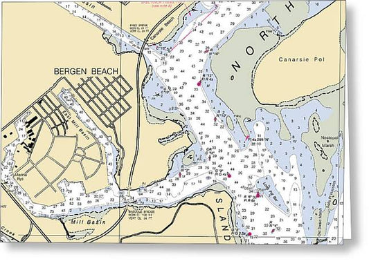 Bergen Beach-new York Nautical Chart - Greeting Card