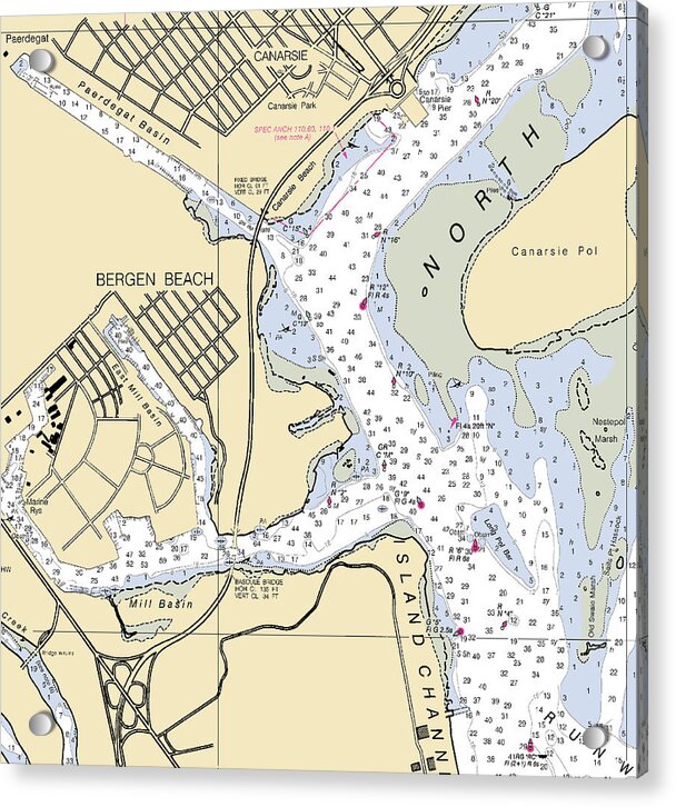 Bergen Beach-new York Nautical Chart - Acrylic Print