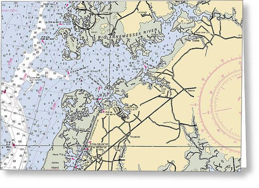 Big Annemessix River-maryland Nautical Chart - Greeting Card