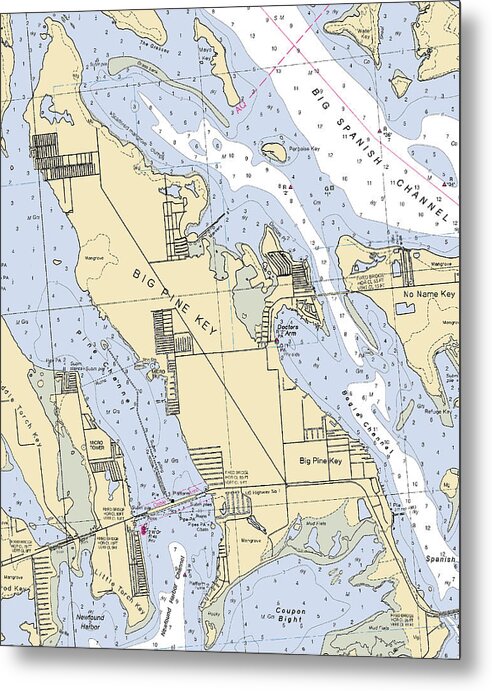 Big Pine Key-florida Nautical Chart - Metal Print