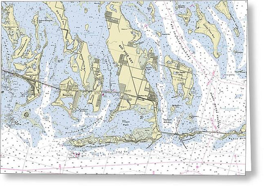 Big Pine Key Torch Florida Nautical Chart - Greeting Card