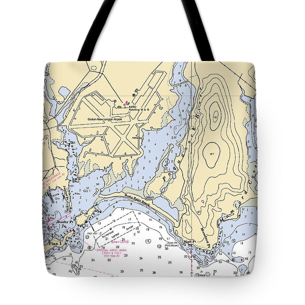 Bluff Point-connecticut Nautical Chart - Tote Bag