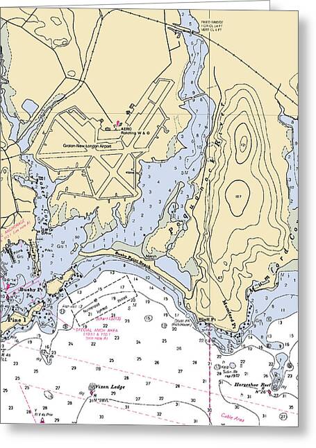 Bluff Point-connecticut Nautical Chart - Greeting Card