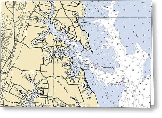 Bluff Point Neck-virginia Nautical Chart - Greeting Card