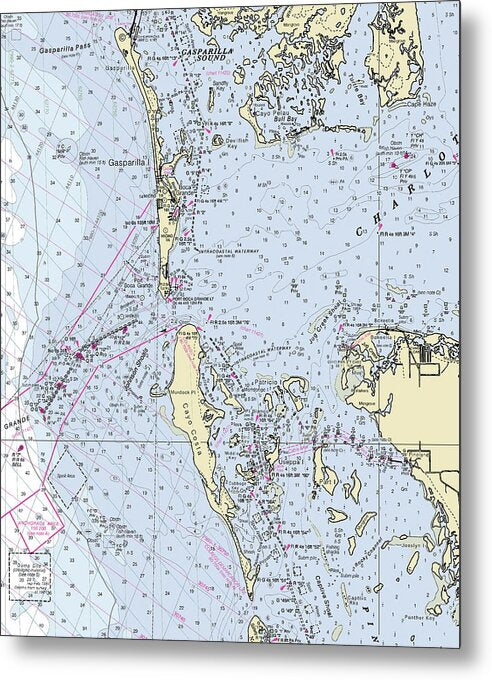 Boca Grande Florida Nautical Chart - Metal Print