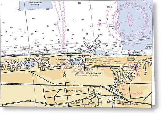 Boca-raton -florida Nautical Chart _v6 - Greeting Card