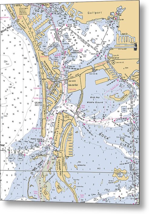 Bocal Ciega Bay-florida Nautical Chart - Metal Print