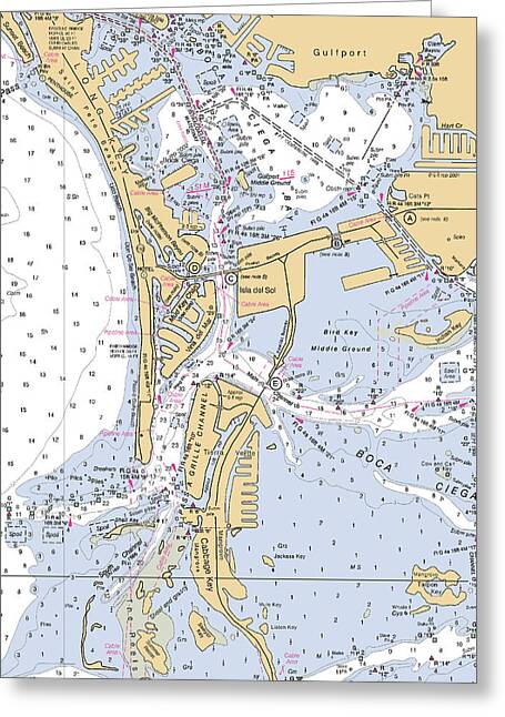 Bocal Ciega Bay-florida Nautical Chart - Greeting Card