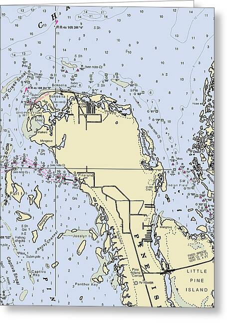 Bokeelia Florida Nautical Chart - Greeting Card