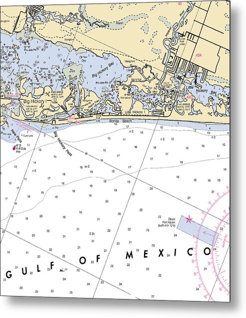 Bonita Beach-florida Nautical Chart - Metal Print