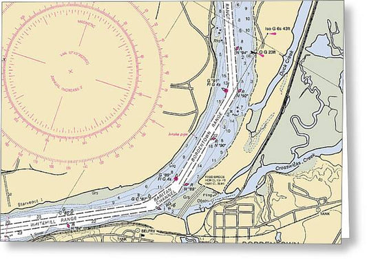 Bordenton-new Jersey Nautical Chart - Greeting Card