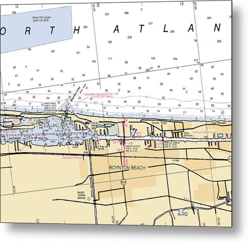 Boynton-beach -florida Nautical Chart _v6 - Metal Print
