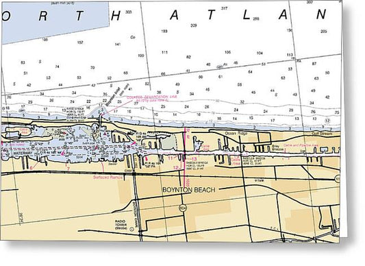 Boynton-beach -florida Nautical Chart _v6 - Greeting Card