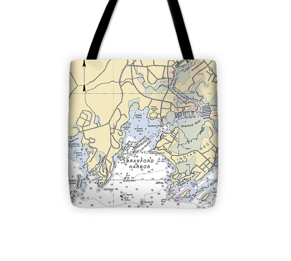 Branford -connecticut Nautical Chart _v2 - Tote Bag