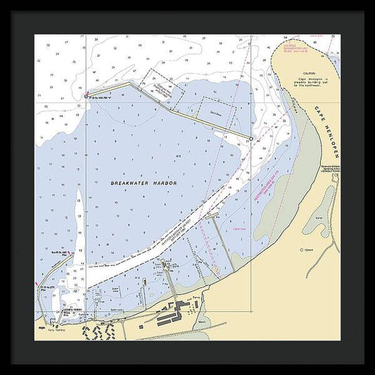 Breakwater Harbor-delaware Nautical Chart - Framed Print