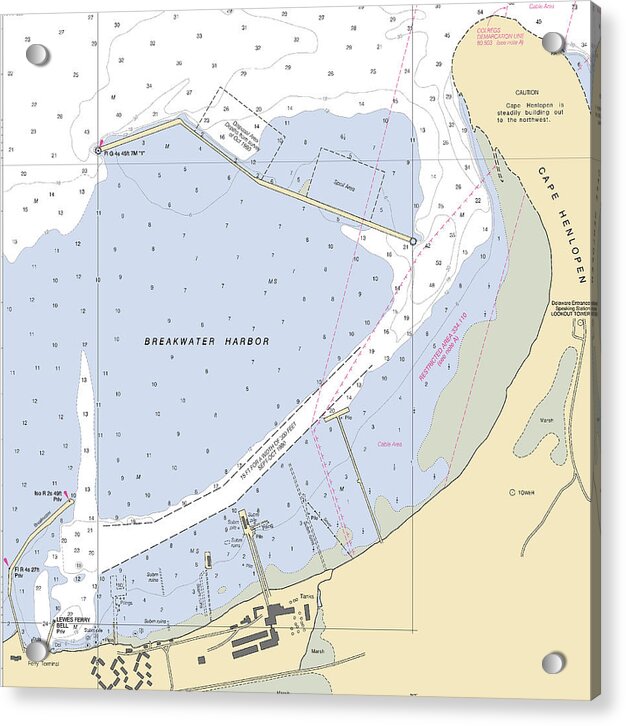 Breakwater Harbor-delaware Nautical Chart - Acrylic Print