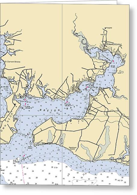 Breton Bay-maryland Nautical Chart - Greeting Card