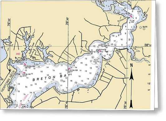 Breton Bay -maryland Nautical Chart _v2 - Greeting Card