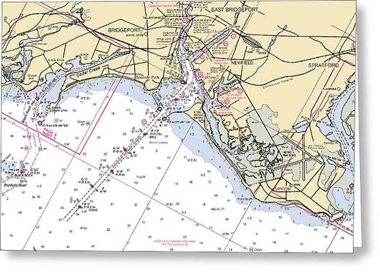 Bridgeport-connecticut Nautical Chart - Greeting Card