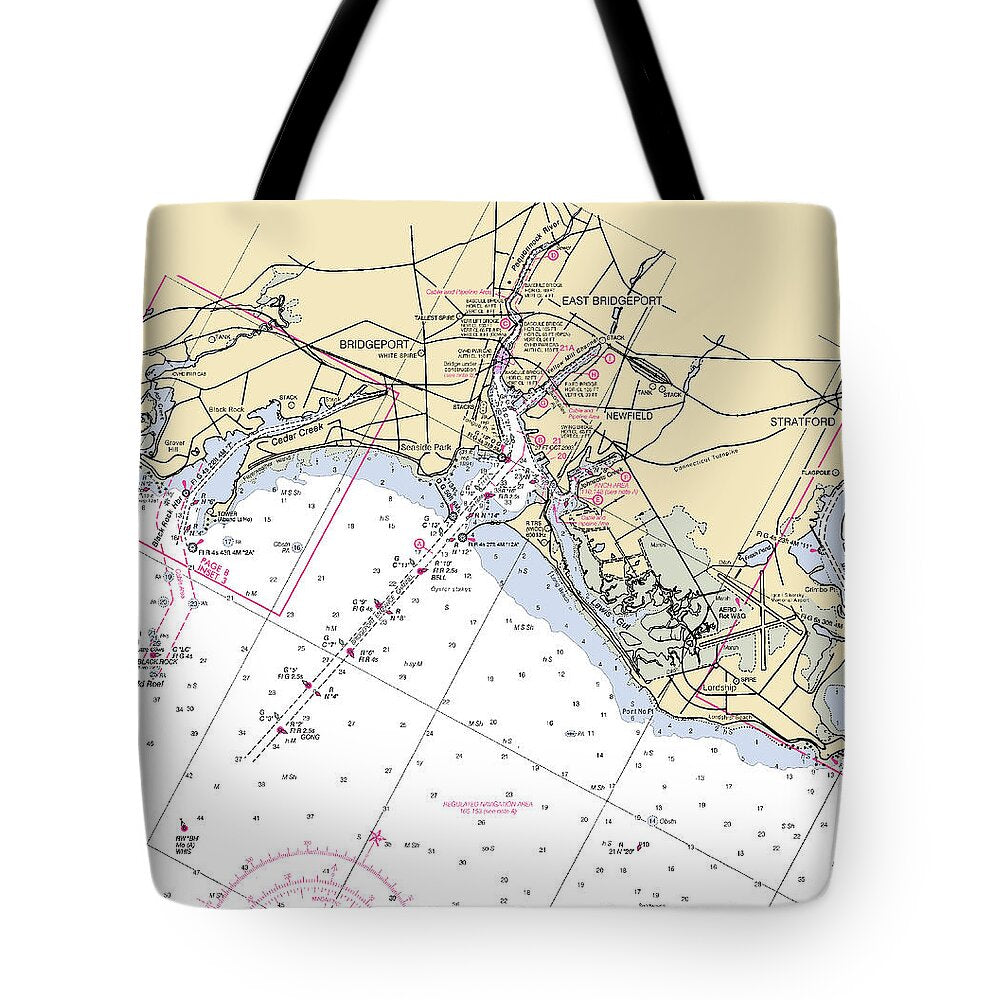 Bridgeport-connecticut Nautical Chart - Tote Bag