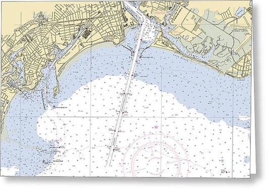 Bridgeport -connecticut Nautical Chart _v2 - Greeting Card