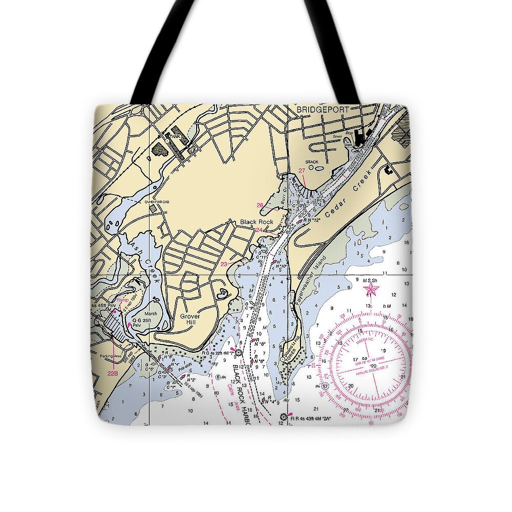 Bridgeport -connecticut Nautical Chart _v3 - Tote Bag