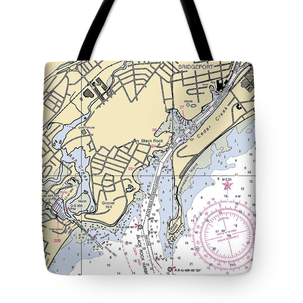Bridgeport -connecticut Nautical Chart _v3 - Tote Bag