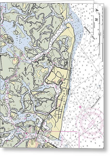 Brigantine New Jersey Nautical Chart - Greeting Card