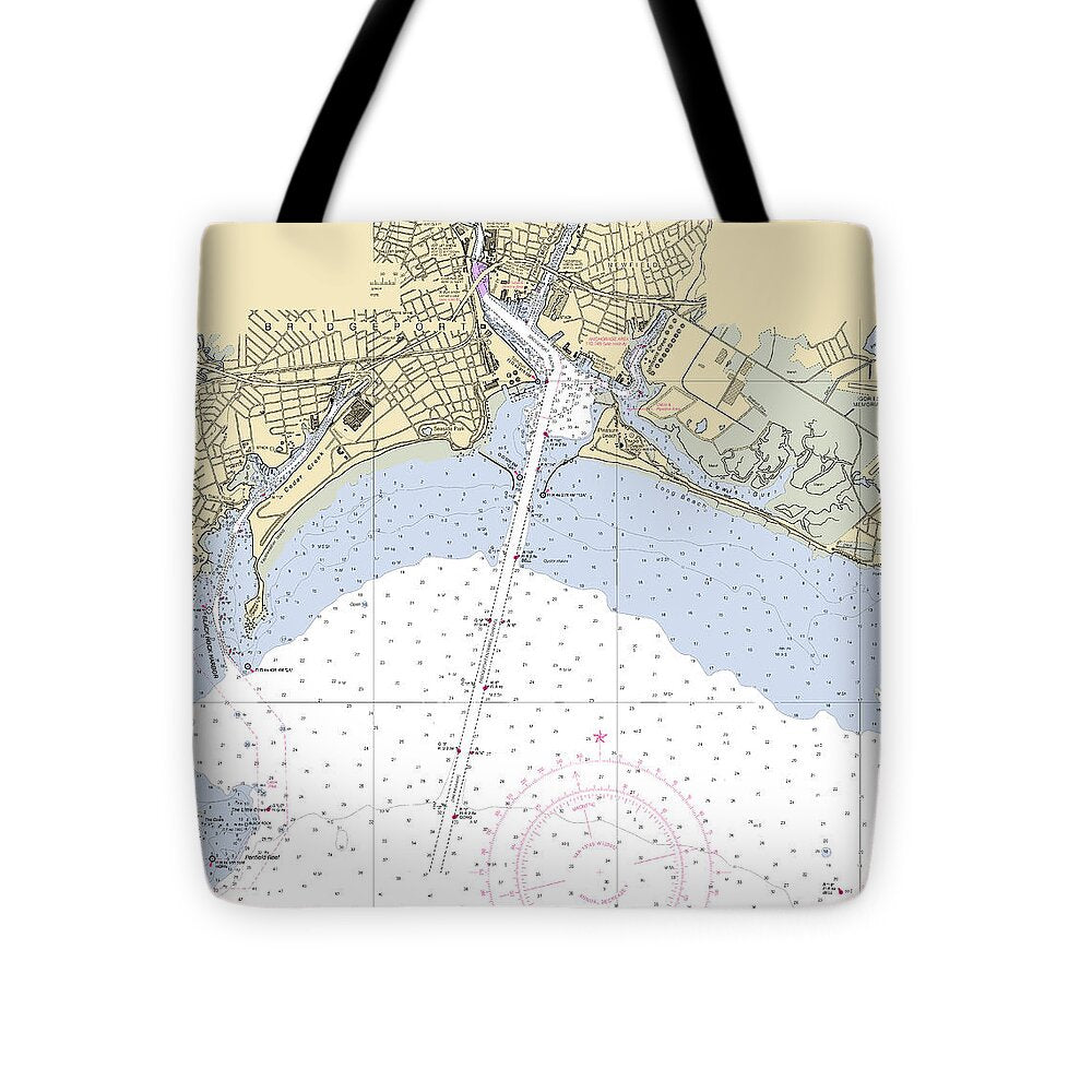 Brigdeport -connecticut Nautical Chart _v4 - Tote Bag