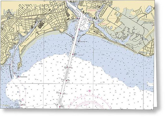 Brigdeport -connecticut Nautical Chart _v4 - Greeting Card