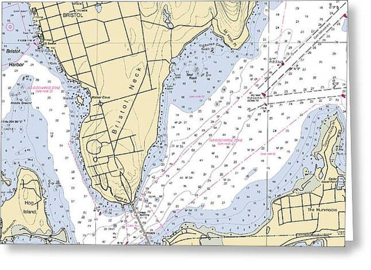 Bristol Neck -rhode Island Nautical Chart _v2 - Greeting Card