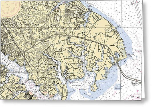 Broad Neck-maryland Nautical Chart - Greeting Card