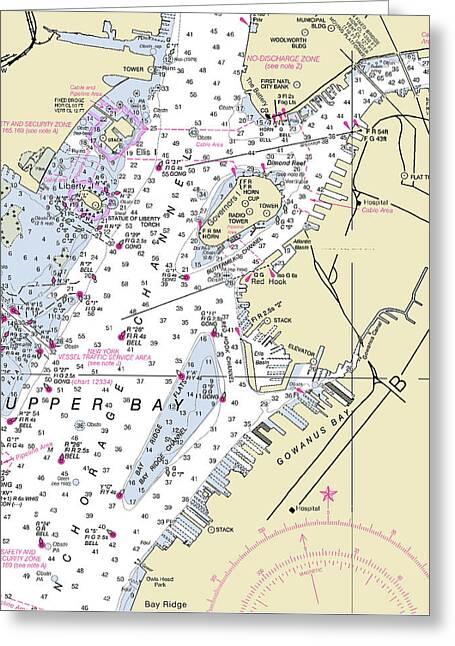 Brooklyn New York Nautical Chart - Greeting Card