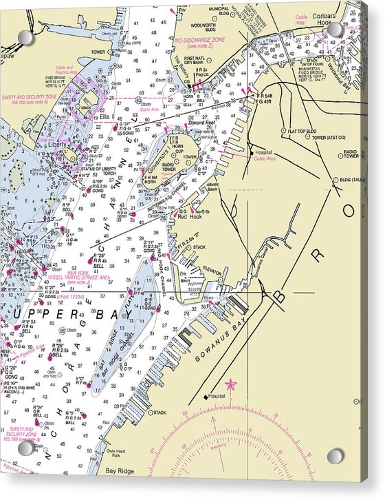 Brooklyn New York Nautical Chart - Acrylic Print