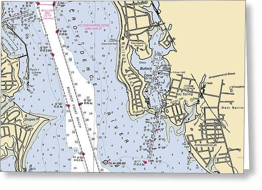 Bullock Cove-rhode Island Nautical Chart - Greeting Card