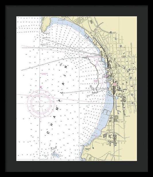 Burlington Lake Champlain Nautical Chart - Framed Print