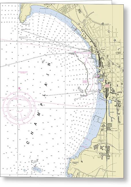 Burlington Lake Champlain Nautical Chart - Greeting Card
