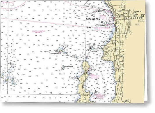 Burlington Shelburne Bay-lake Champlain  Nautical Chart - Greeting Card